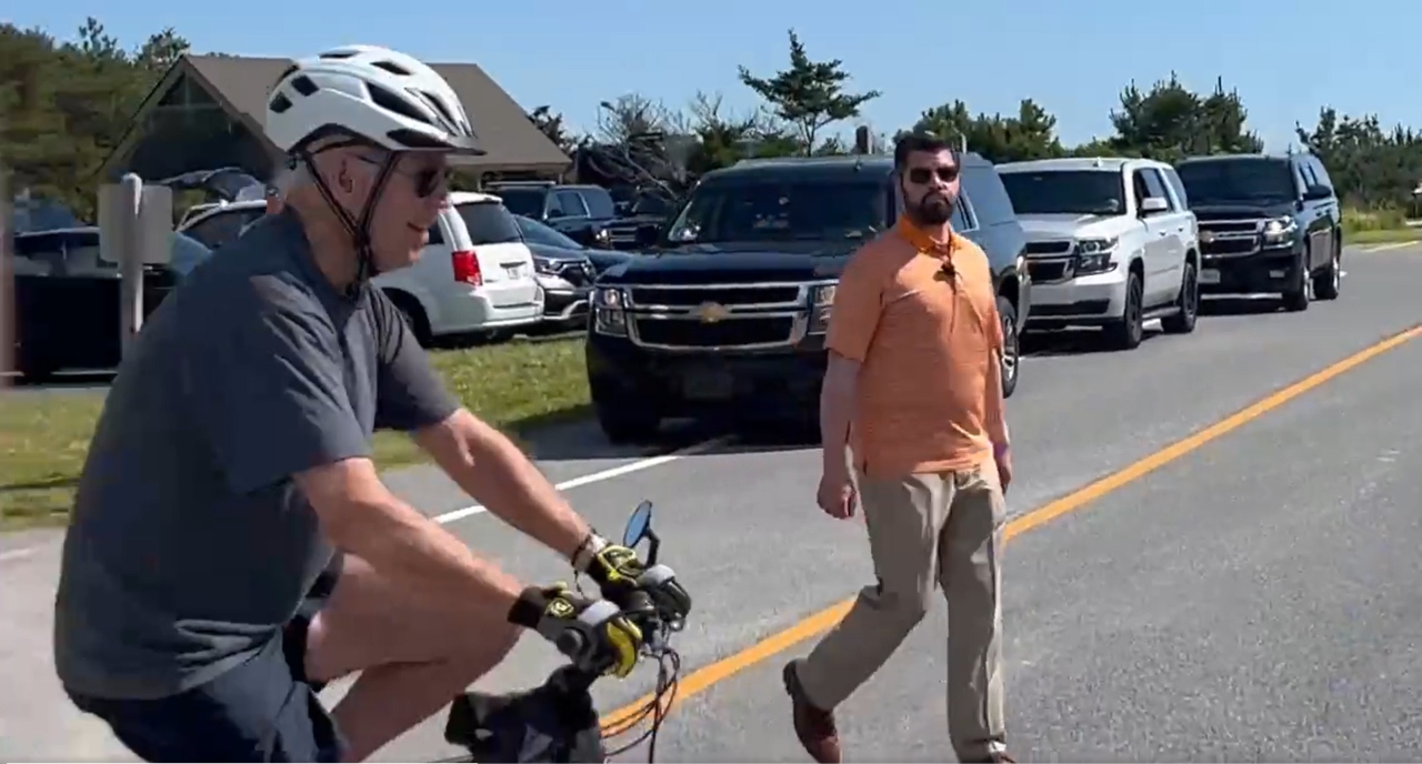 President Joe Biden falls off his bicycle in Delaware.