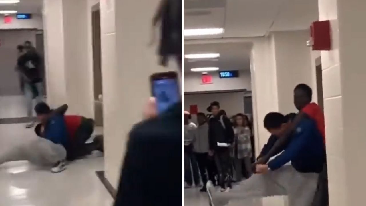 A teenage boy at Proctor High School in Utica, New York was viciously surprise attacked from behind this Monday by another student.