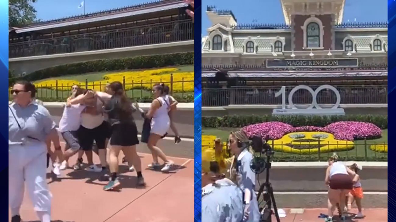 The day wasn't so magical for two families at Walt Disney World's Magic Kingdom after a brawl broke out over taking a photo.
