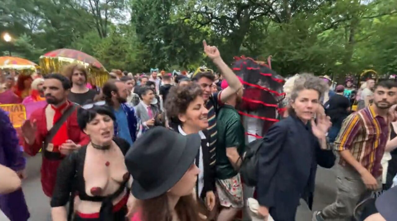NYC drag marchers message went viral after a video showed the crowd chanting, “We’re here. We’re queer. We’re coming for your children.”