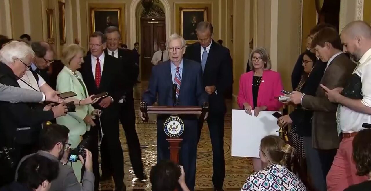 During a press conference, Senate Minority Leader Mitch McConnell mysteriously became frozen at the podium yesterday.